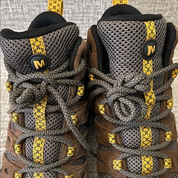 Merrell Men's Brown Hiking Boots with Yellow Accents - Picture 4 of 16